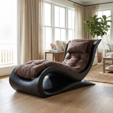 Elaris Handcrafted Sculpted Solid Wood Chaise Lounge