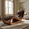 Elaris Handcrafted Sculpted Solid Wood Chaise Lounge
