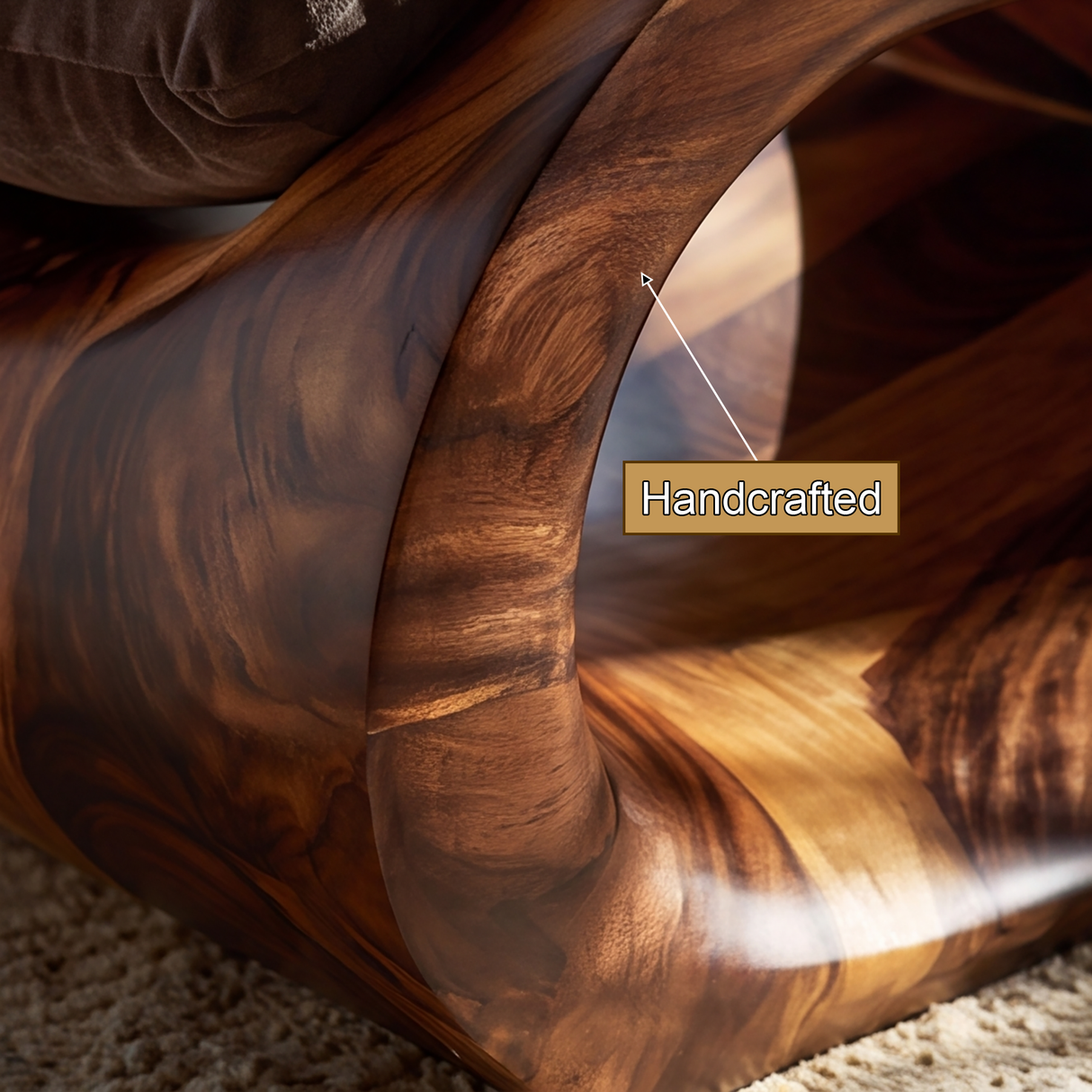Elaris Handcrafted Sculpted Solid Wood Chaise Lounge