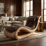 Elaris Handcrafted Sculpted Solid Wood Chaise Lounge