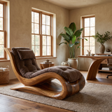 Elaris Handcrafted Sculpted Solid Wood Chaise Lounge