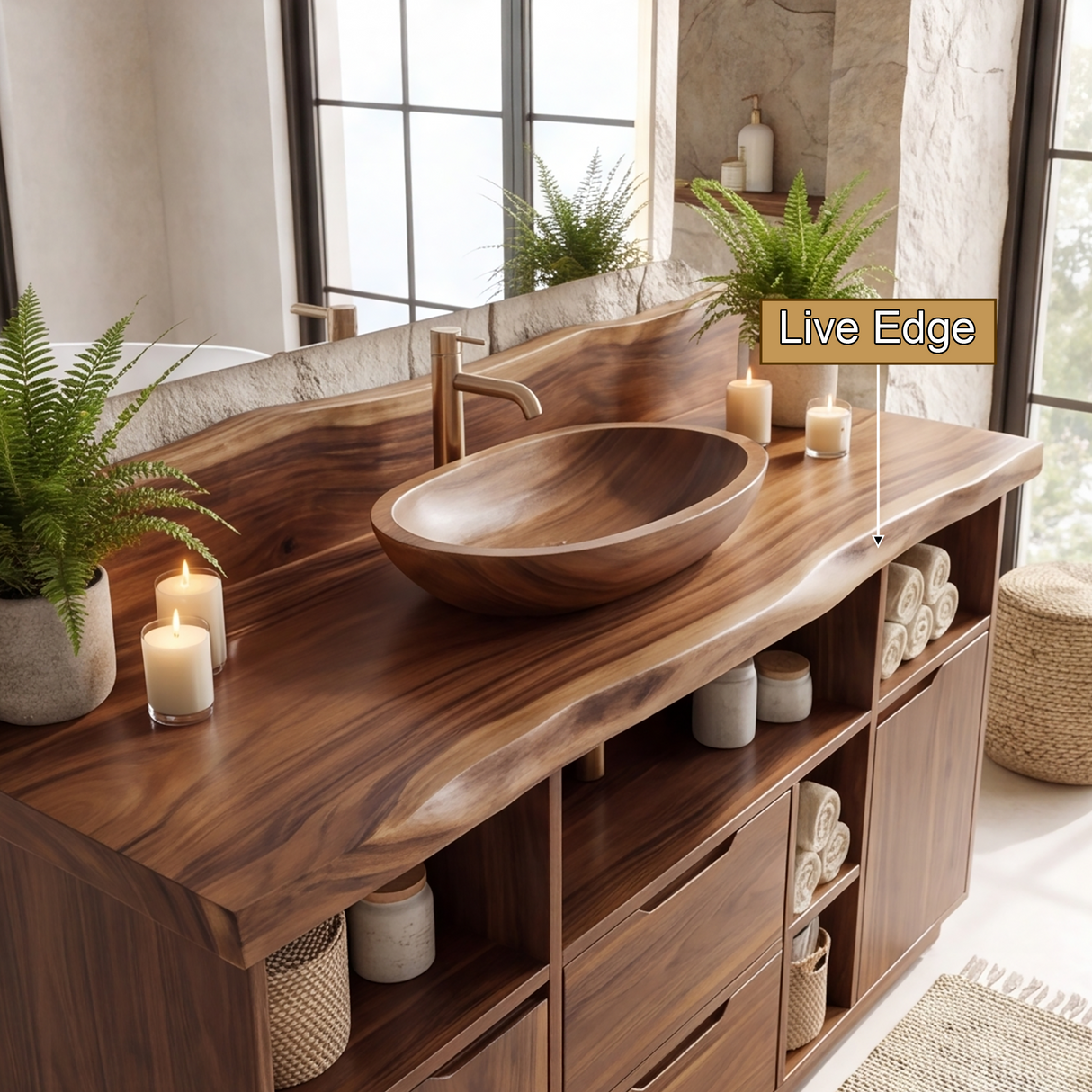 Elaris Handcrafted Solid Wood Freestanding Bathroom Vanity with Drawers - Timberustic Freestanding Bathroom Vanity with Drawers
