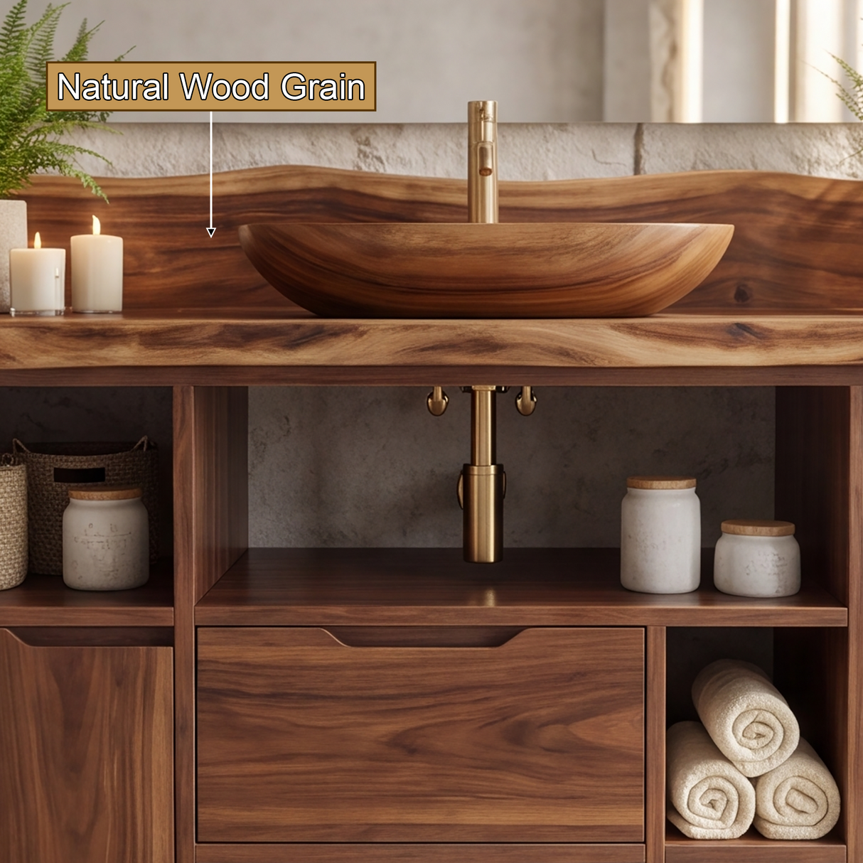 Elaris Handcrafted Solid Wood Freestanding Bathroom Vanity with Drawers - Timberustic Freestanding Bathroom Vanity with Drawers