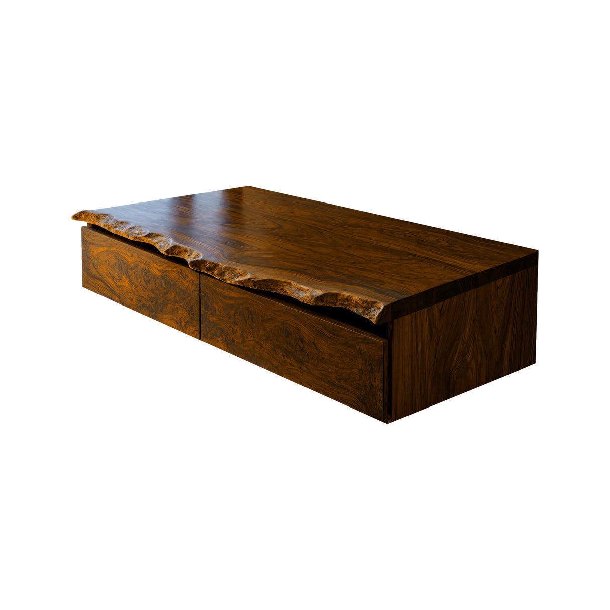 Elaris Live Edge Solid Wood Floating Bathroom Vanity with Drawers Brown - Timberustic Floating Bathroom Vanity With Drawers