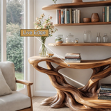 Elaris Sculpted Solid Wood Console Table with Shelves - Timberustic Console Table with Shelves