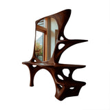 Elaris Sculpted Solid Wood Cosmetic Table Dark Walnut - Timberustic Cosmetic Table