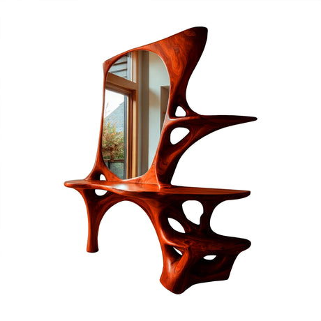 Elaris Sculpted Solid Wood Cosmetic Table Mahogany - Timberustic Cosmetic Table