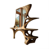 Elaris Sculpted Solid Wood Cosmetic Table Natural Oak - Timberustic Cosmetic Table
