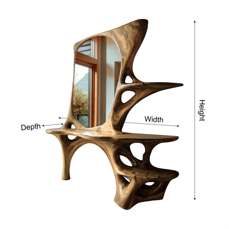 Elaris Sculpted Solid Wood Cosmetic Table - Timberustic Cosmetic Table