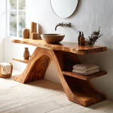 Elaris Sculpted Solid Wood Freestanding Bathroom Vanity with Shelves - Timberustic Freestanding Bathroom Vanity with Shelves