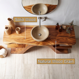 Elaris Sculpted Solid Wood Freestanding Bathroom Vanity with Shelves - Timberustic Freestanding Bathroom Vanity with Shelves