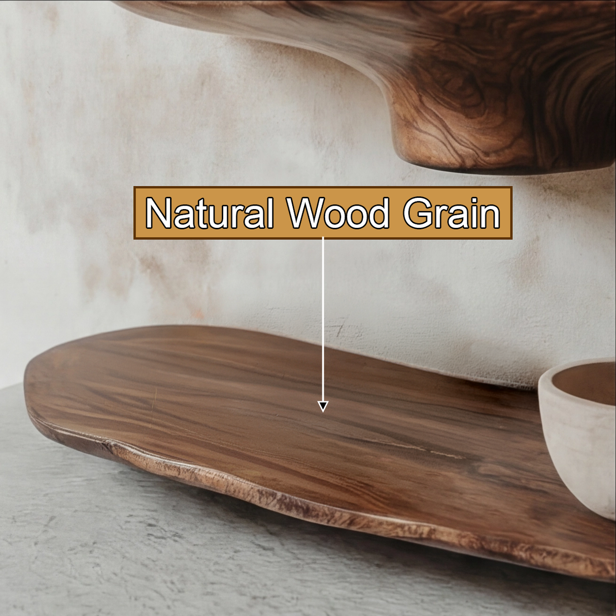 Elaris Sculpted Solid Wood Mushroom Floating Shelf SPA325345 - Timberustic Floating Shelf