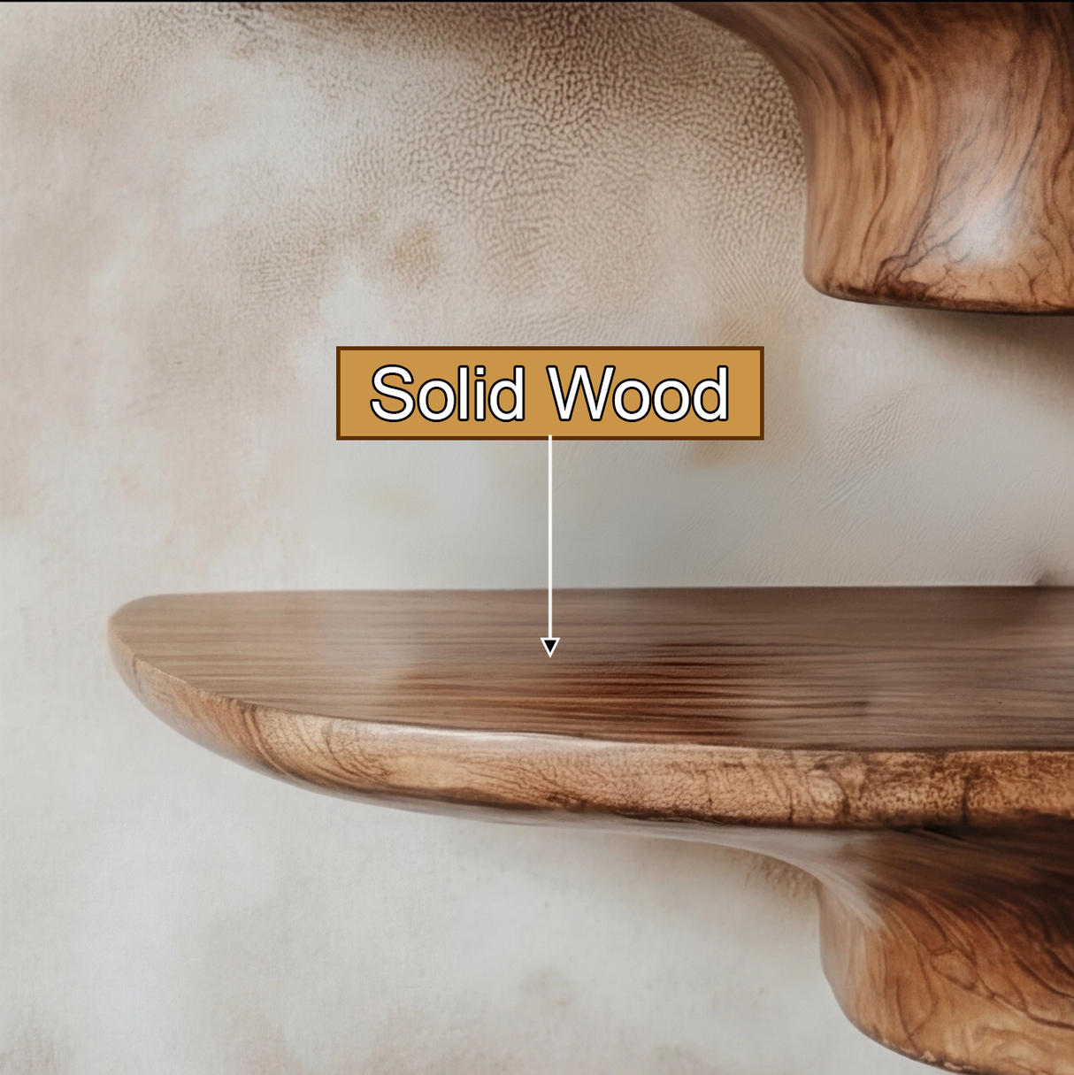 Elaris Sculpted Solid Wood Mushroom Floating Shelf SPA325345 - Timberustic Floating Shelf