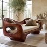 Elaris Sculpted Solid Wood Sofa Mahogany - Timberustic Sofa