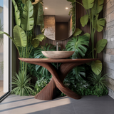 Elaris Sculptural Solid Wood Bathroom Vanity Table