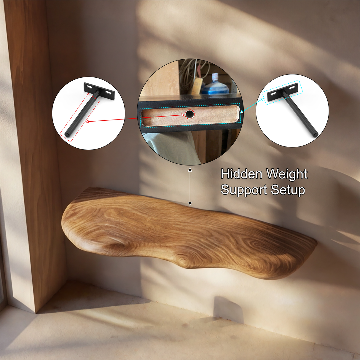 Elarith Live Edge Solid Wood Mushroom Floating Shelf SPA543488 - Timberustic Floating Shelf