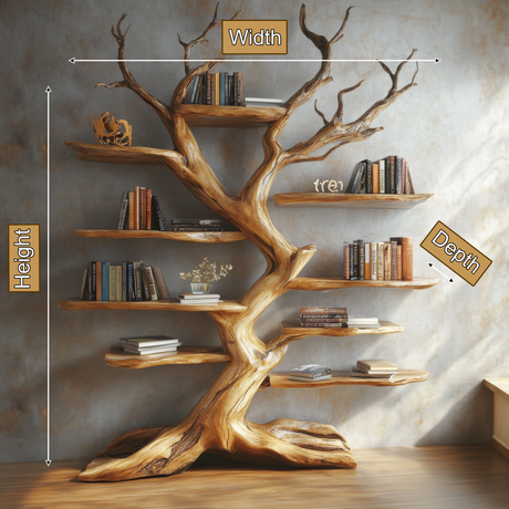 Elarith Sculpted Solid Wood Tree Bookshelf - Timberustic Tree Bookshelf