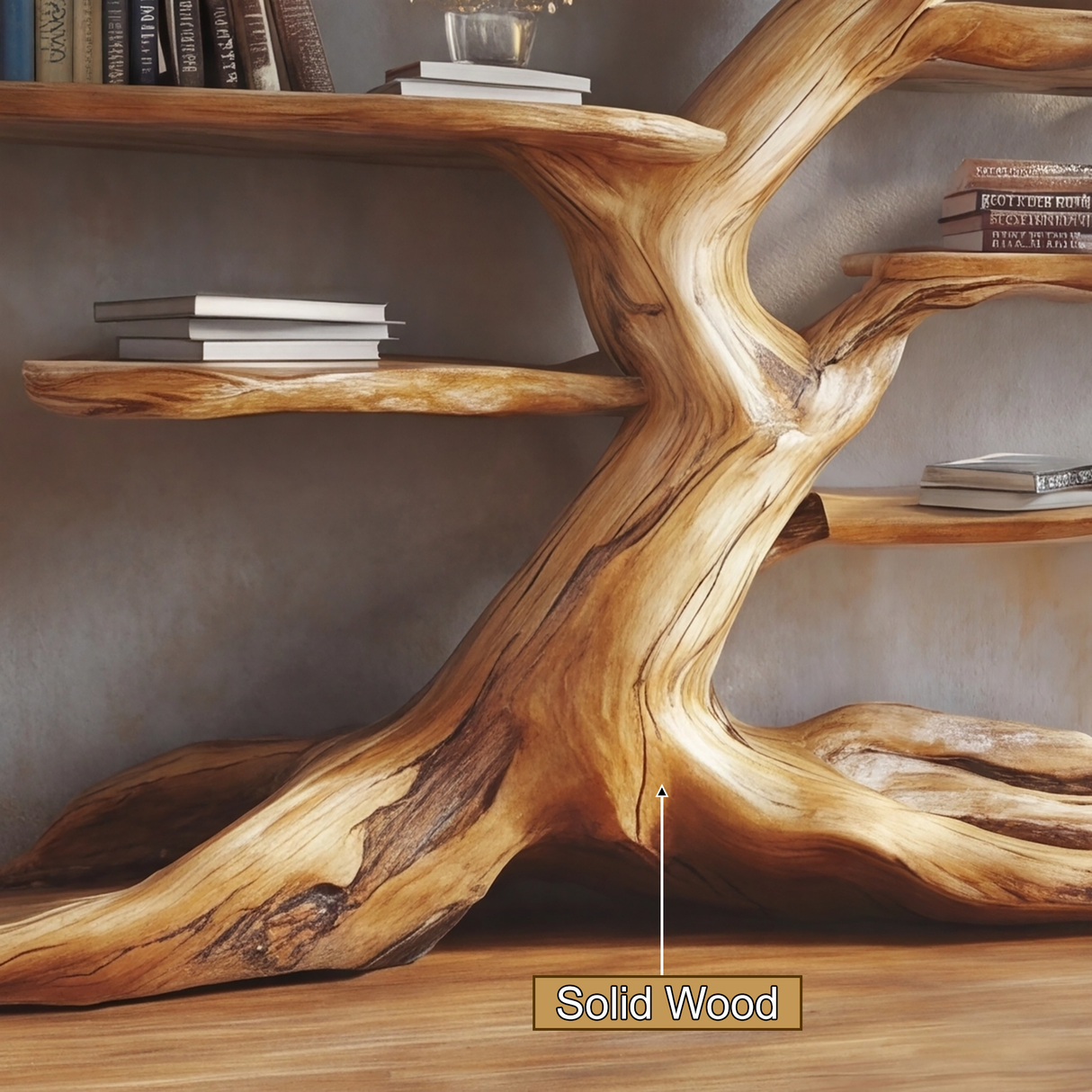 Elarith Sculpted Solid Wood Tree Bookshelf - Timberustic Tree Bookshelf
