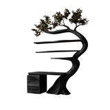 Elarivyn Sculpted Solid Wood Tree Bookshelf with Drawers Black - Timberustic Tree Bookshelf
