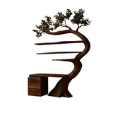 Elarivyn Sculpted Solid Wood Tree Bookshelf with Drawers Dark Walnut - Timberustic Tree Bookshelf