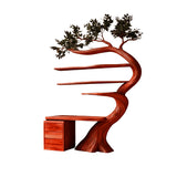 Elarivyn Sculpted Solid Wood Tree Bookshelf with Drawers Mahogany - Timberustic Tree Bookshelf