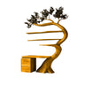 Elarivyn Sculpted Solid Wood Tree Bookshelf with Drawers Teak - Timberustic Tree Bookshelf