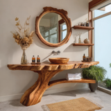 Elaro Rootform Solid Wood Freestanding Bathroom Vanity with Shelves - Timberustic Freestanding Bathroom Vanity with Shelves