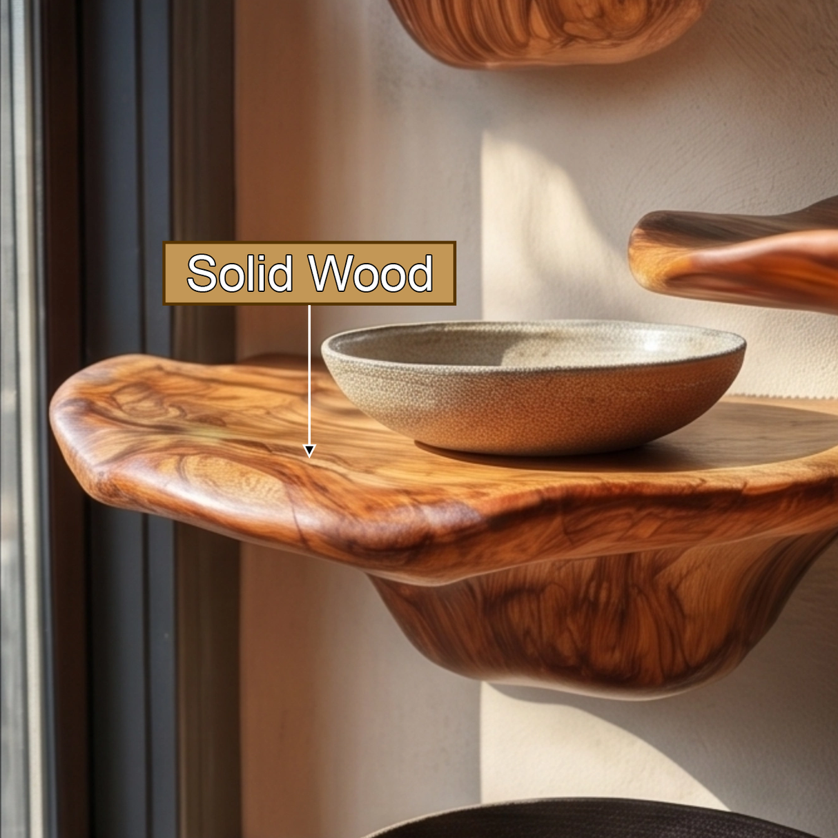 Elarune Live Edge Solid Wood Mushroom Floating Shelf SPA349342 - Timberustic Floating Shelf