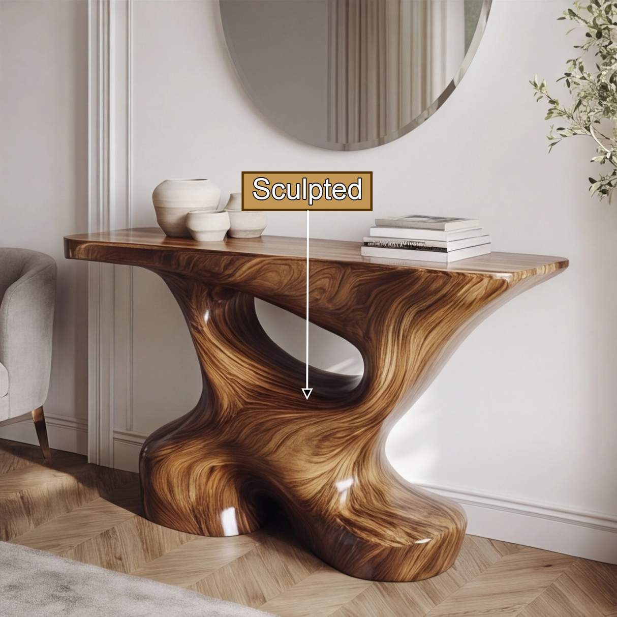 Elarvyn Sculpted Solid Wood Console Table - Timberustic Console Table