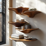 Elarvyn Sculpted Solid Wood Mushroom Floating Shelf - Timberustic Floating Shelf