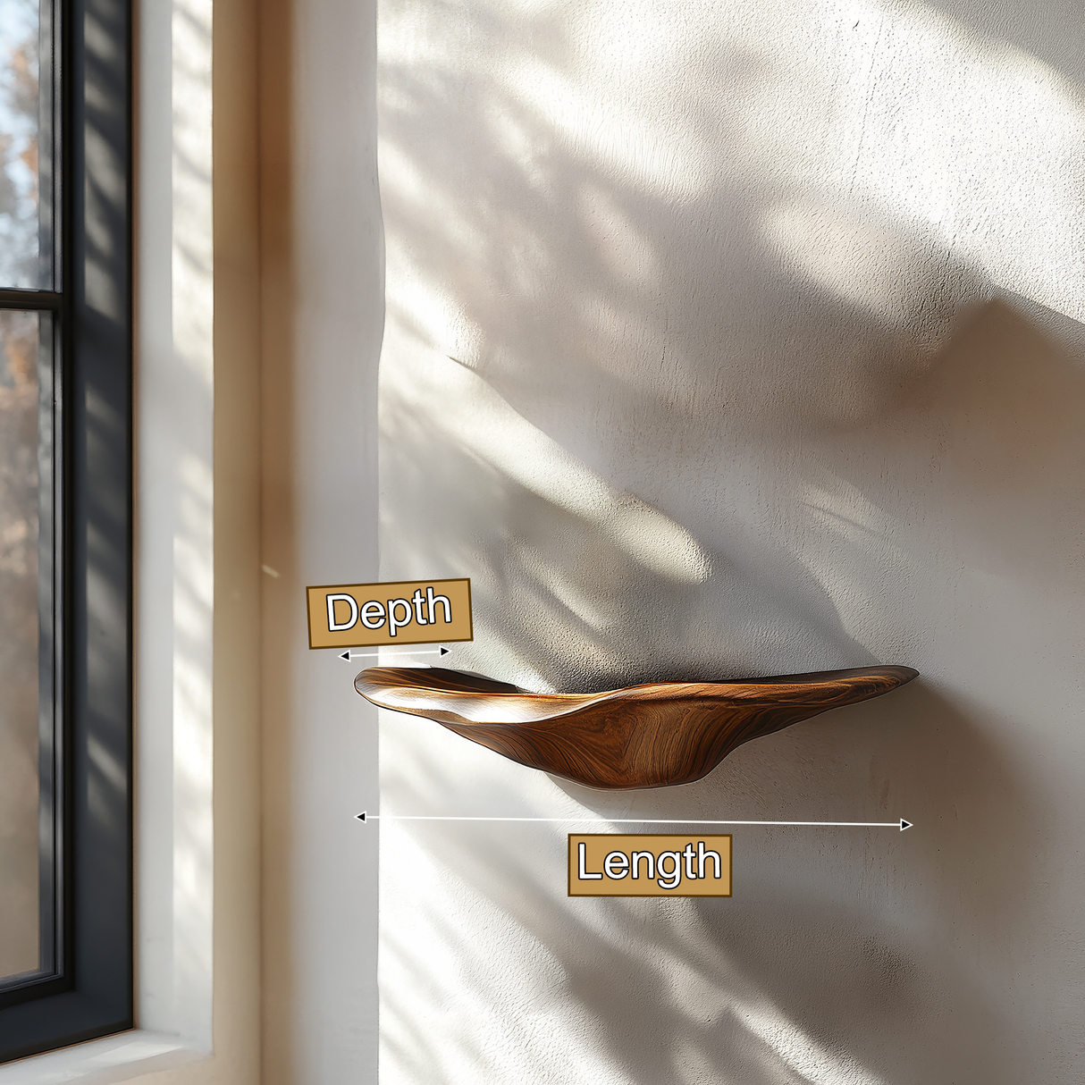 Elarvyn Sculpted Solid Wood Mushroom Floating Shelf - Timberustic Floating Shelf