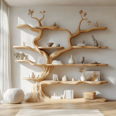 Elarwood Sculpted Solid Wood Tree Bookshelf - Timberustic Tree Bookshelf