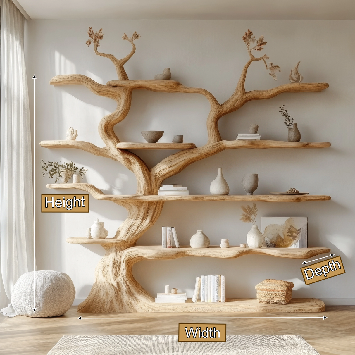 Elarwood Sculpted Solid Wood Tree Bookshelf - Timberustic Tree Bookshelf