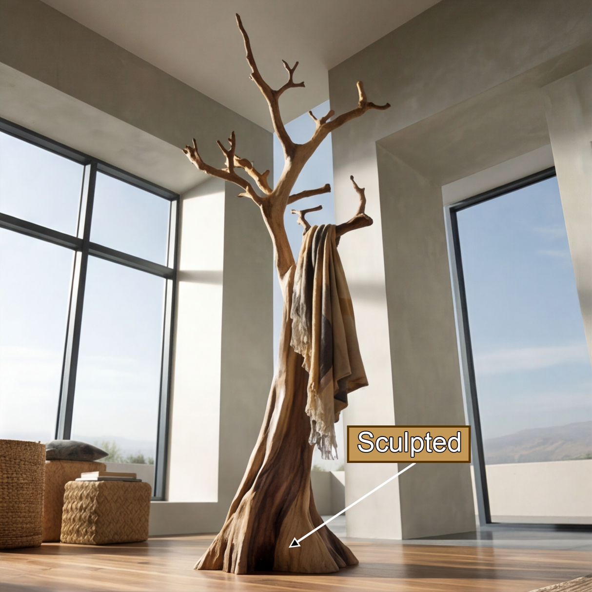 Elarwood Sculpted Solid Wood Tree Coat Rack - Timberustic Tree Coat Rack