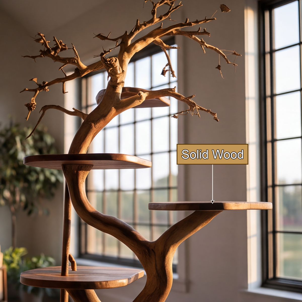 Elarwyn Handcrafted Tree Branch Parrot Stand - Timberustic Tree Branch Parrot Stand