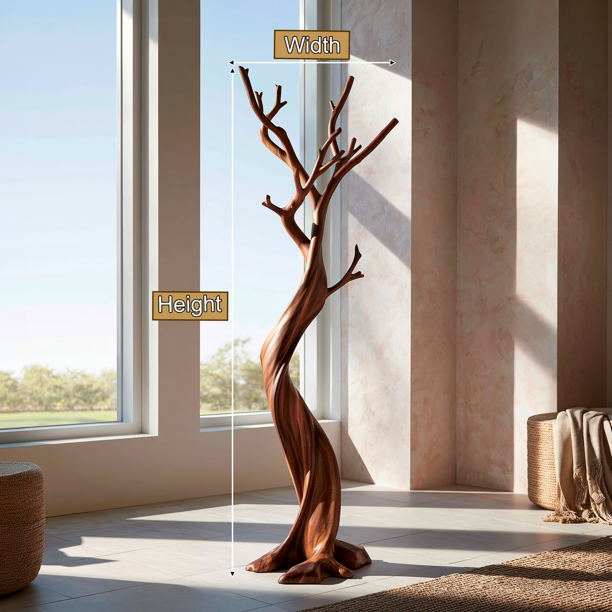 Elarwyn Sculpted Solid Wood Tree Coat Rack - Timberustic Tree Coat Rack