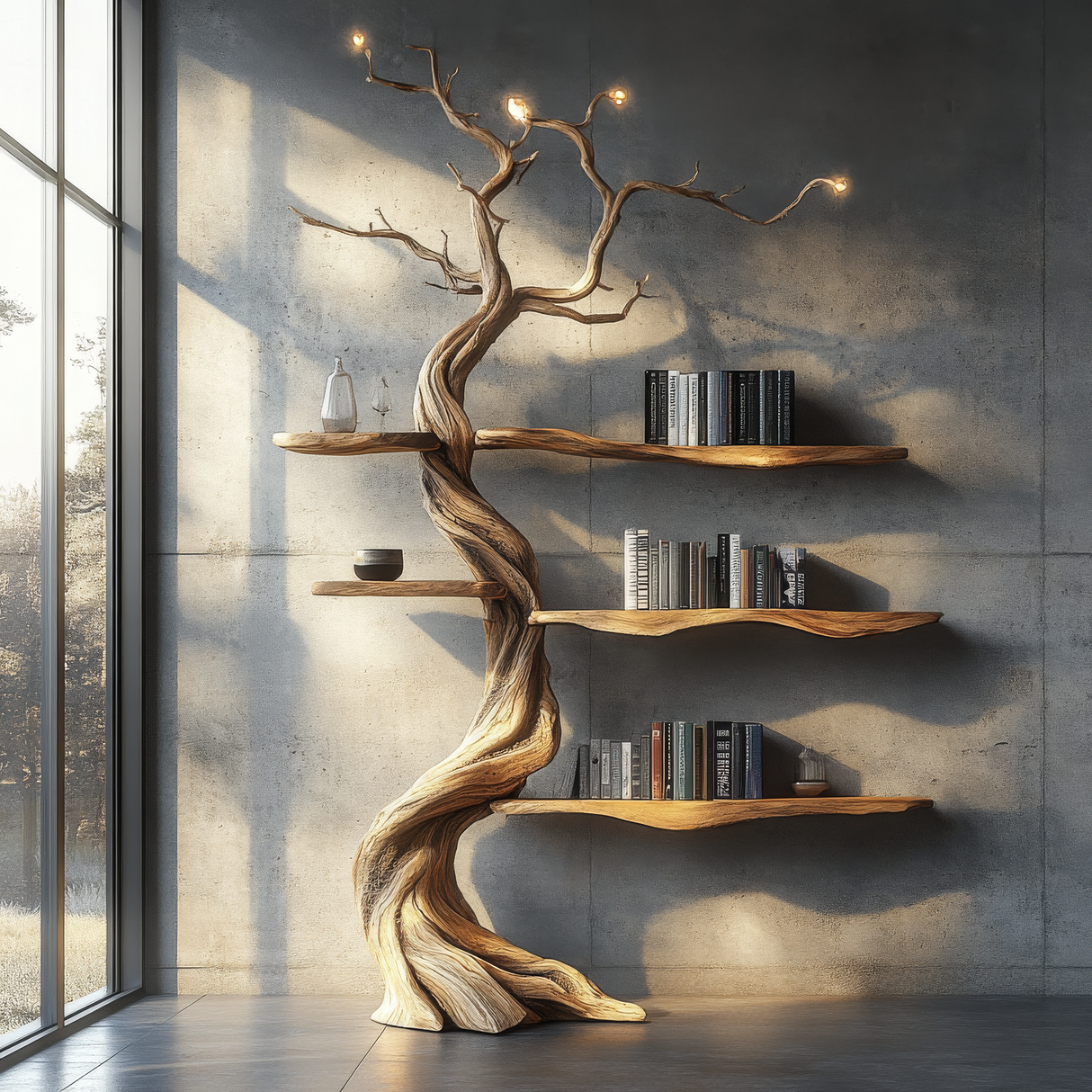 Elderglen Handcrafted Solid Wood Tree Bookshelf