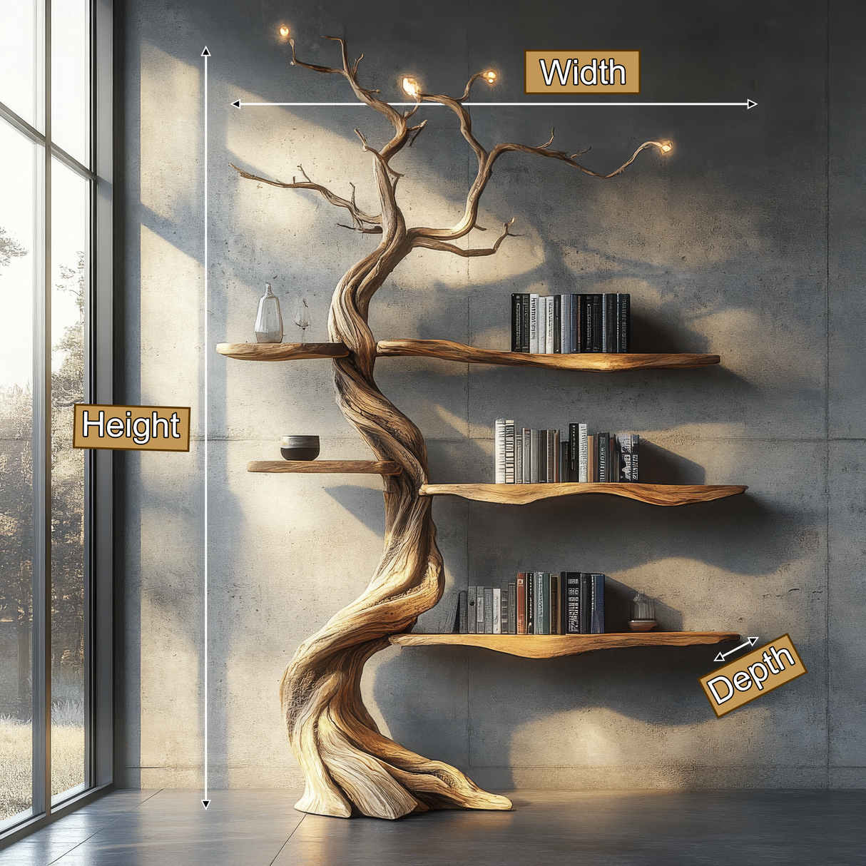 Elderglen Handcrafted Solid Wood Tree Bookshelf
