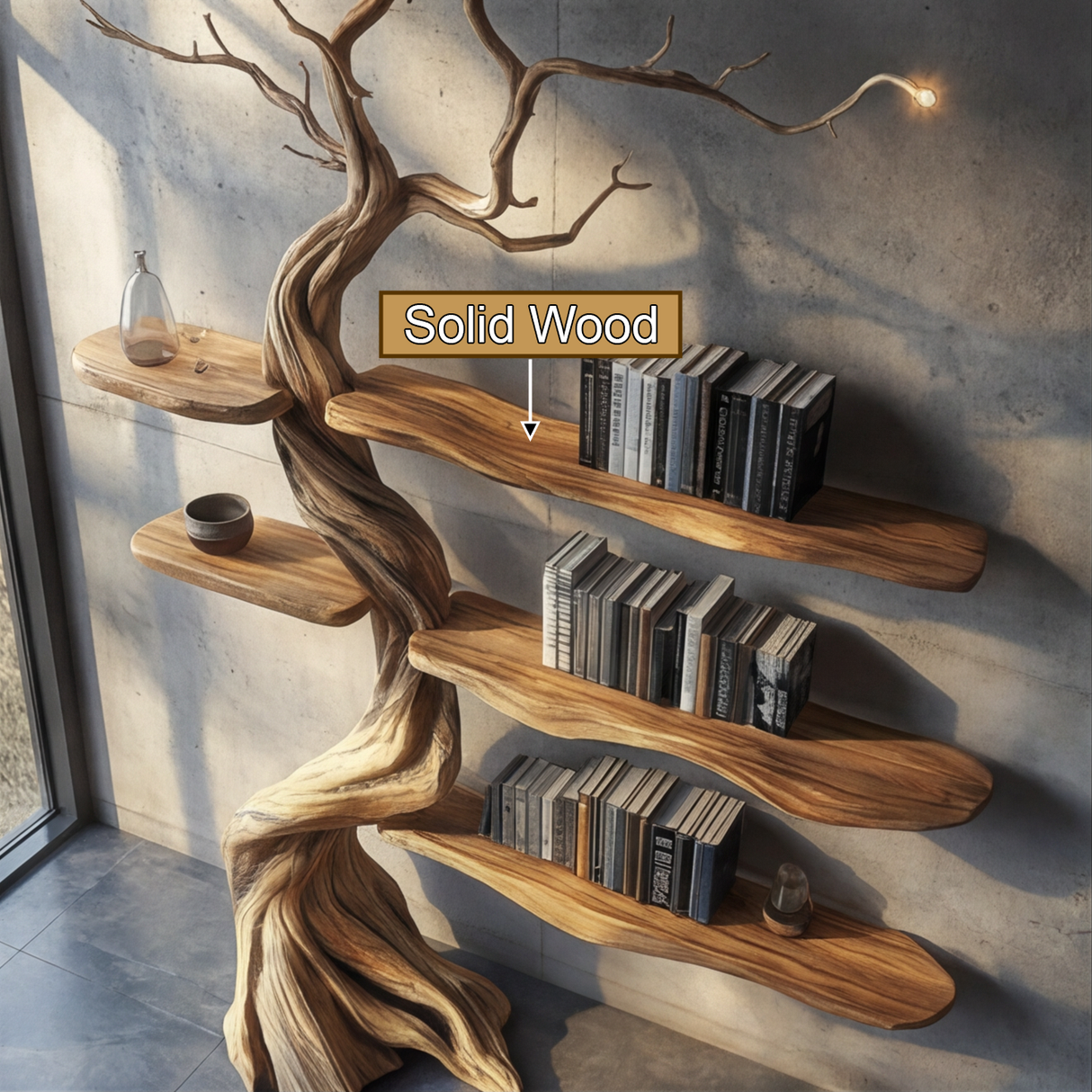 Elderglen Handcrafted Solid Wood Tree Bookshelf