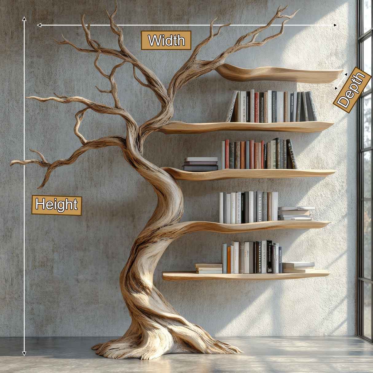 Eldergrove Handcrafted Solid Wood Tree Bookshelf - Timberustic Tree Bookshelf