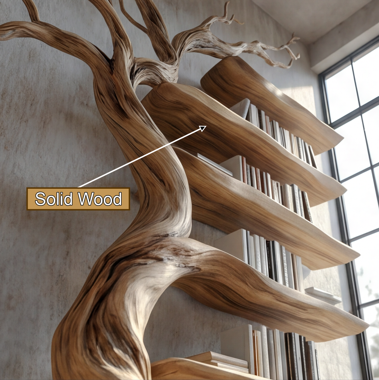 Eldergrove Handcrafted Solid Wood Tree Bookshelf - Timberustic Tree Bookshelf