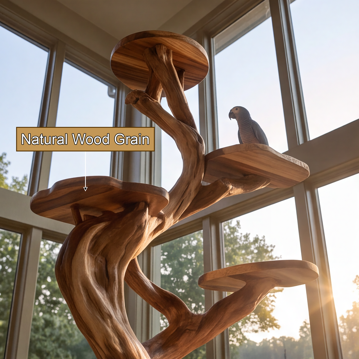 Eldergrove Handcrafted Tree Branch Parrot Stand SPA935824 - Timberustic Tree Branch Parrot Stand