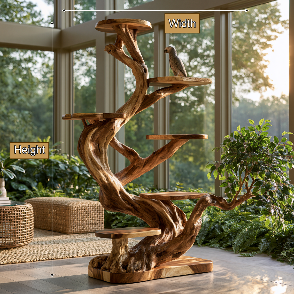 Eldergrove Handcrafted Tree Branch Parrot Stand SPA935824 - Timberustic Tree Branch Parrot Stand