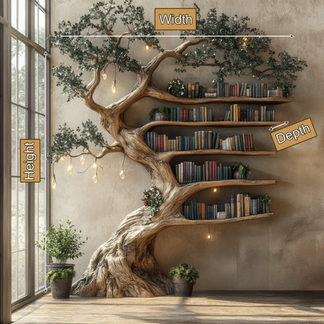Eldergrove Sculpted Solid Wood Tree Bookshelf - Timberustic Tree Bookshelf