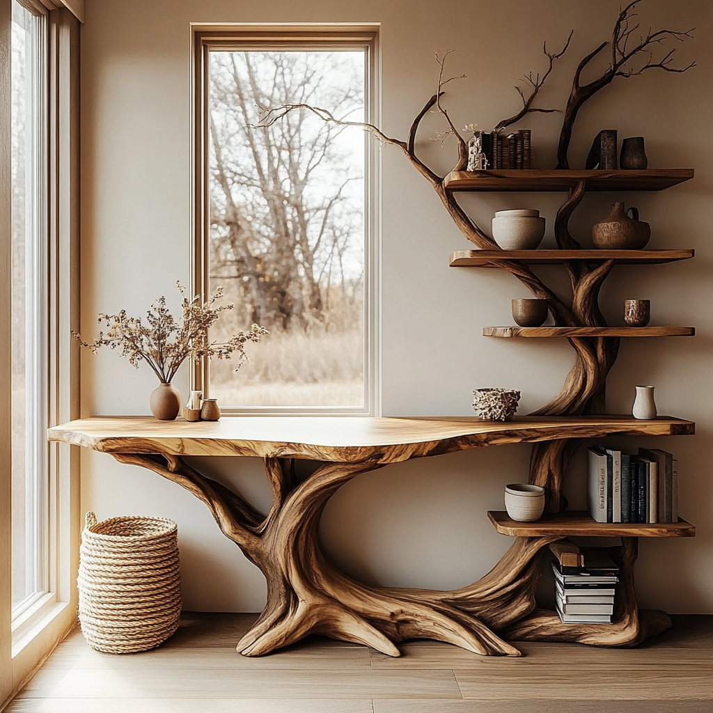 Eldergrove Solid Wood Console Table with Shelves - Timberustic Console Table with Shelves