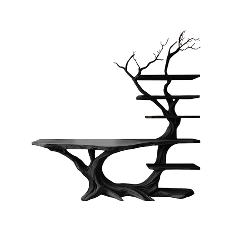 Eldergrove Solid Wood Console Table with Shelves Black - Timberustic Console Table with Shelves