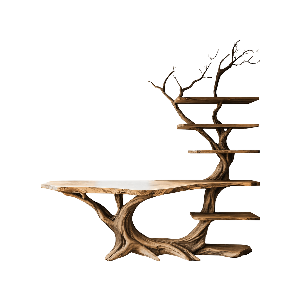 Eldergrove Solid Wood Console Table with Shelves Natural Oak - Timberustic Console Table with Shelves
