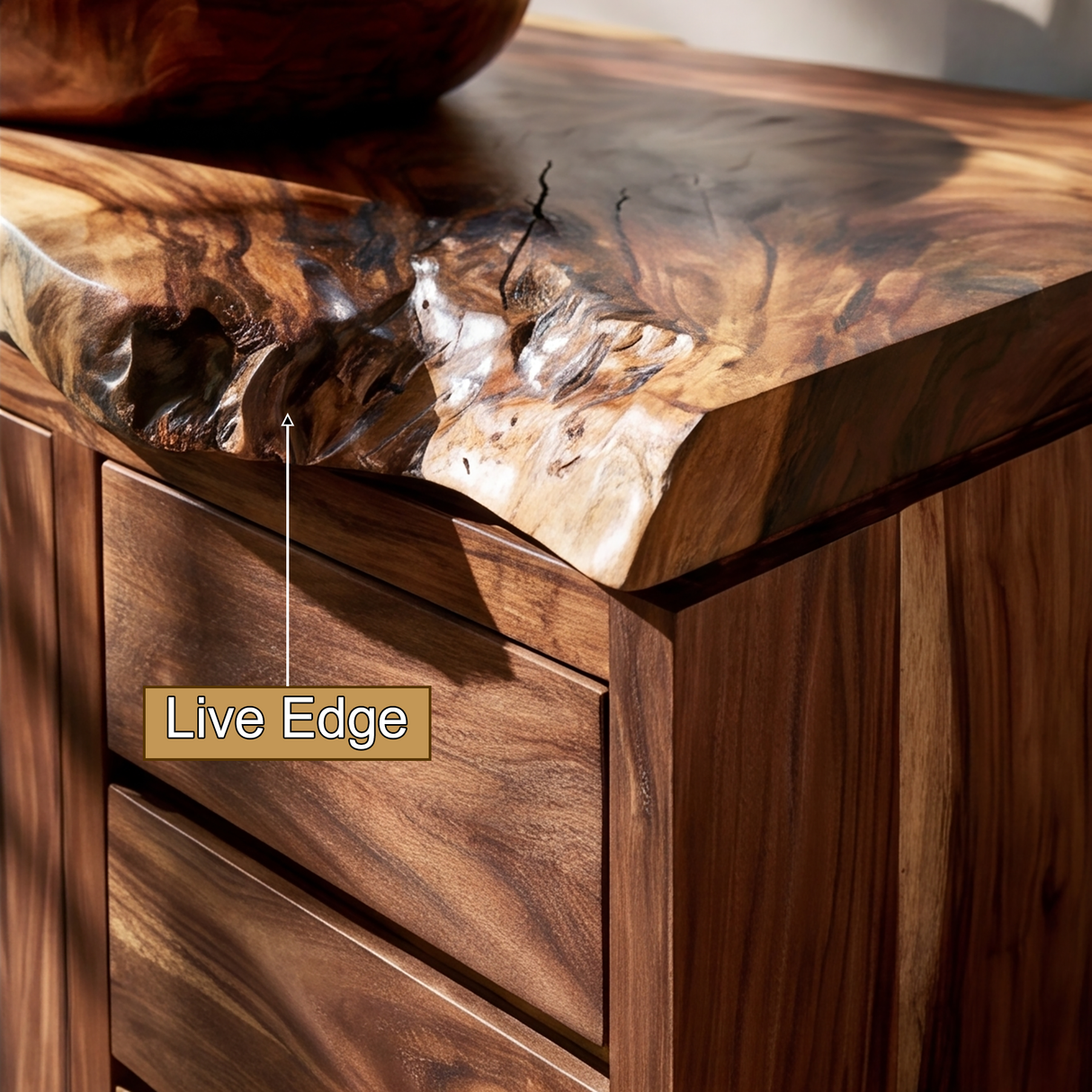 Eldoran Live Edge Solid Wood Freestanding Bathroom Vanity with Drawers