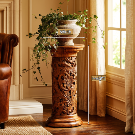Eldorin Handcrafted Solid Wood Pedestal Stand - Timberustic Pedestal Stand