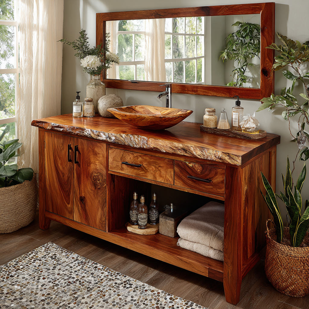 Eldorin Live Edge Solid Wood Freestanding Bathroom Vanity with Cabinet - Timberustic Freestanding Bathroom Vanity with Cabinet